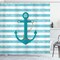 Ambesonne Teal Shower Curtain, Ship Anchor Chain Marine Life Inspired with Lines Background Ocean Sailing, Cloth Fabric Bathroom Decor Set with Hooks, 69" W x 70" L, Turquoise White